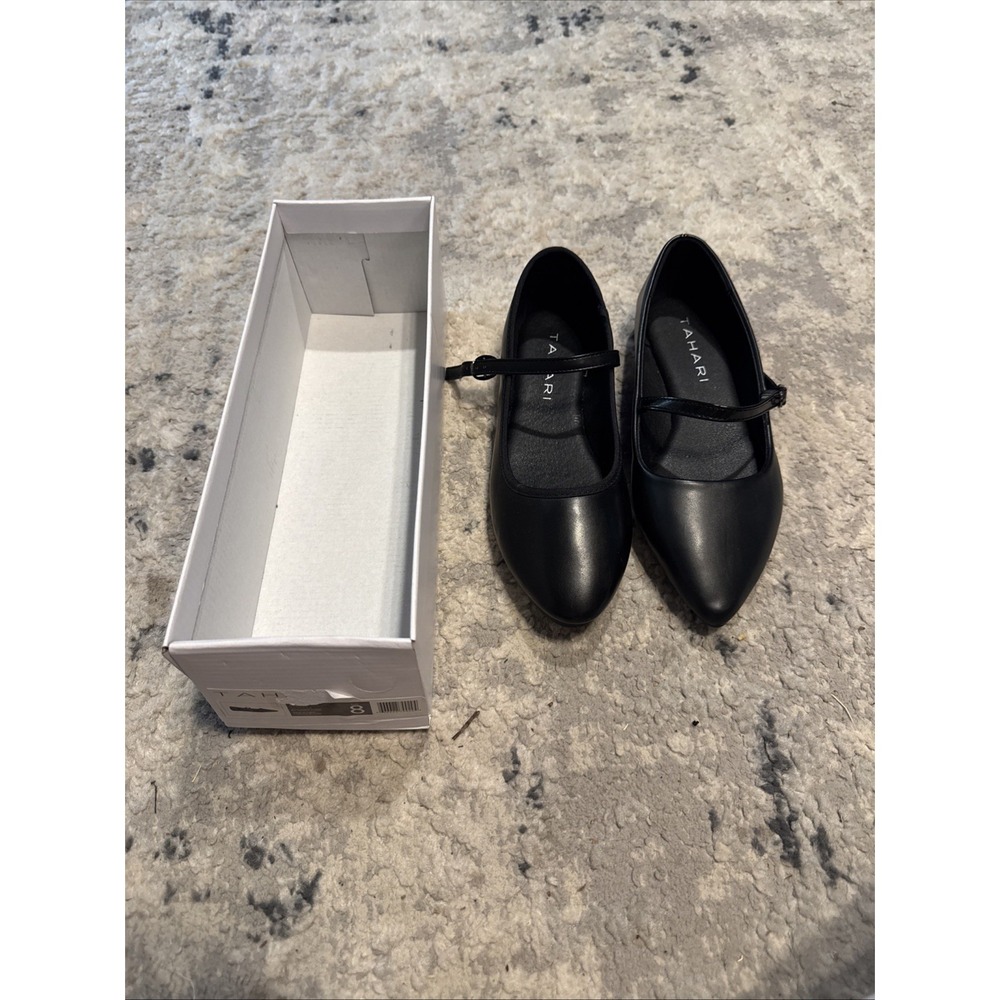 Tahari Vienna Black Faux Leather Slip On Ballet Women's Flats  Shoes Size 8